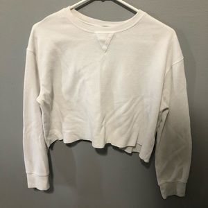 Wild Fable White Knit Cropped Longsleeve Shirt